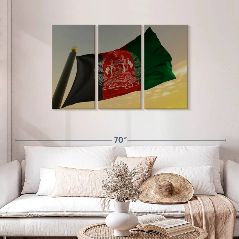Drapeau national afghan, H 28 po x l 45 po