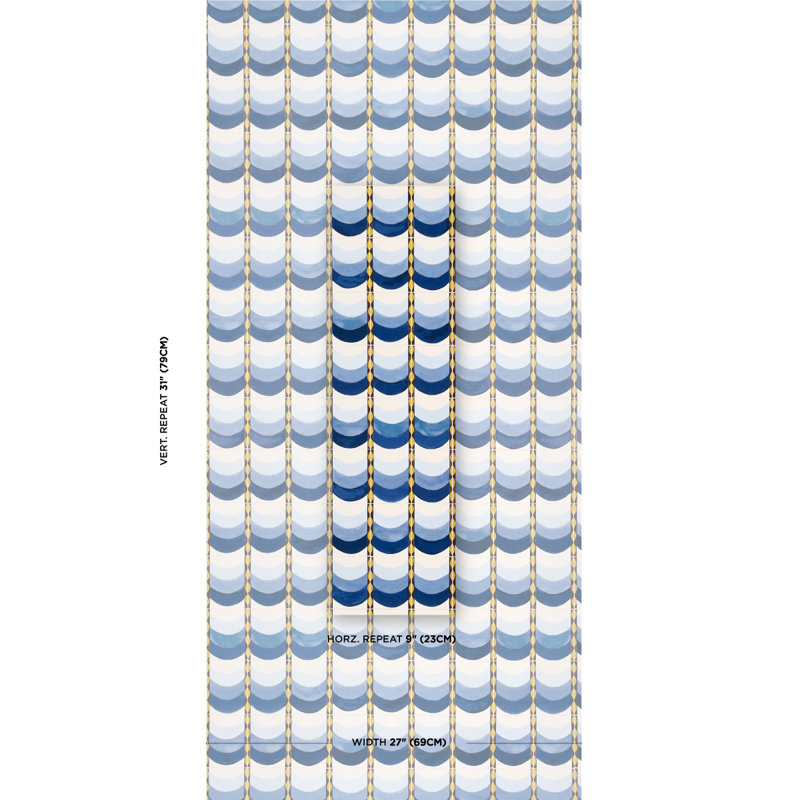 Papier peint Schumacher x Celerie Kemble Sintra, Bleu