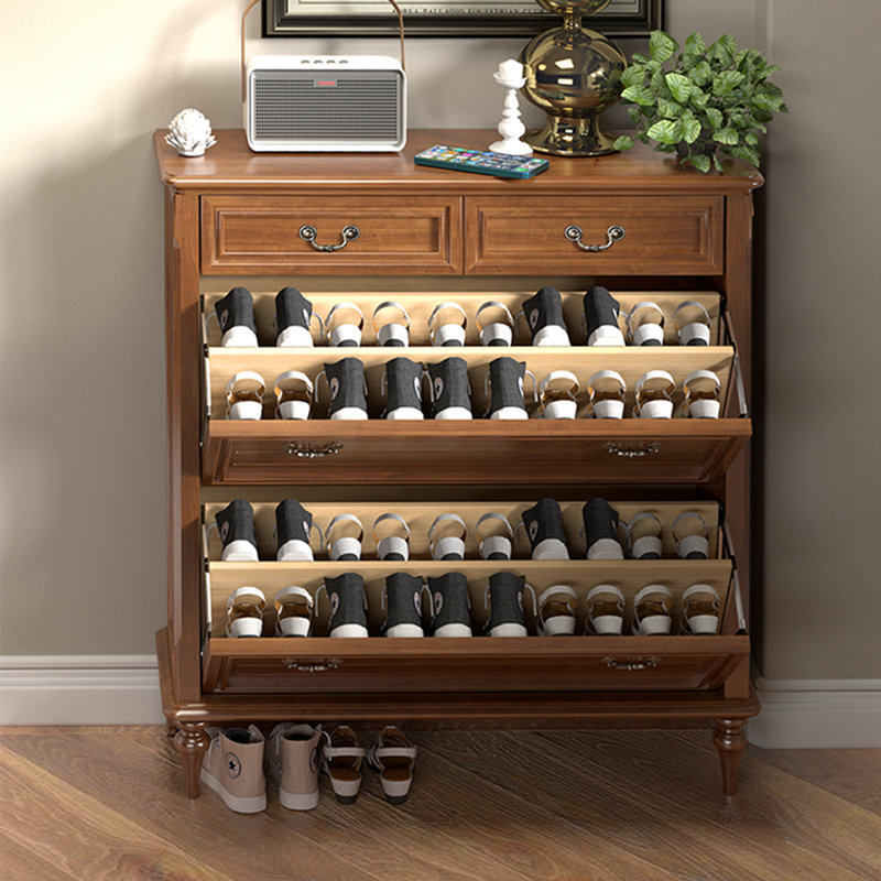Walnut Solid wood Shoe Storage, 39.37" H x 31.5" W x 11.42" D