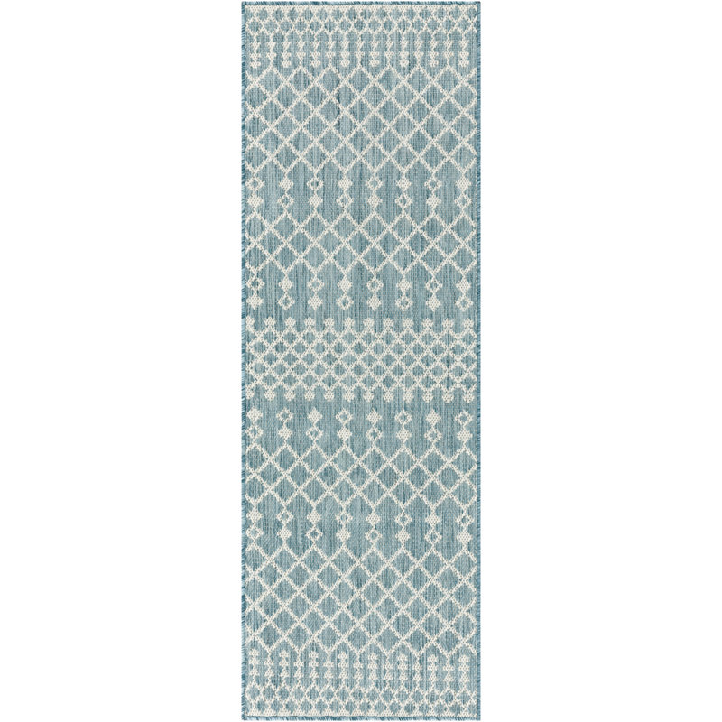 Robbs Rectangle Indoor/Outdoor Area Rug, Runner 2' x 6', Aqua/Blue
