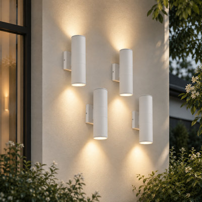 4-Pack 12" Modern LED Up and Down Wall Sconce – Aluminum  Round Wall Light, IP65 Waterproof