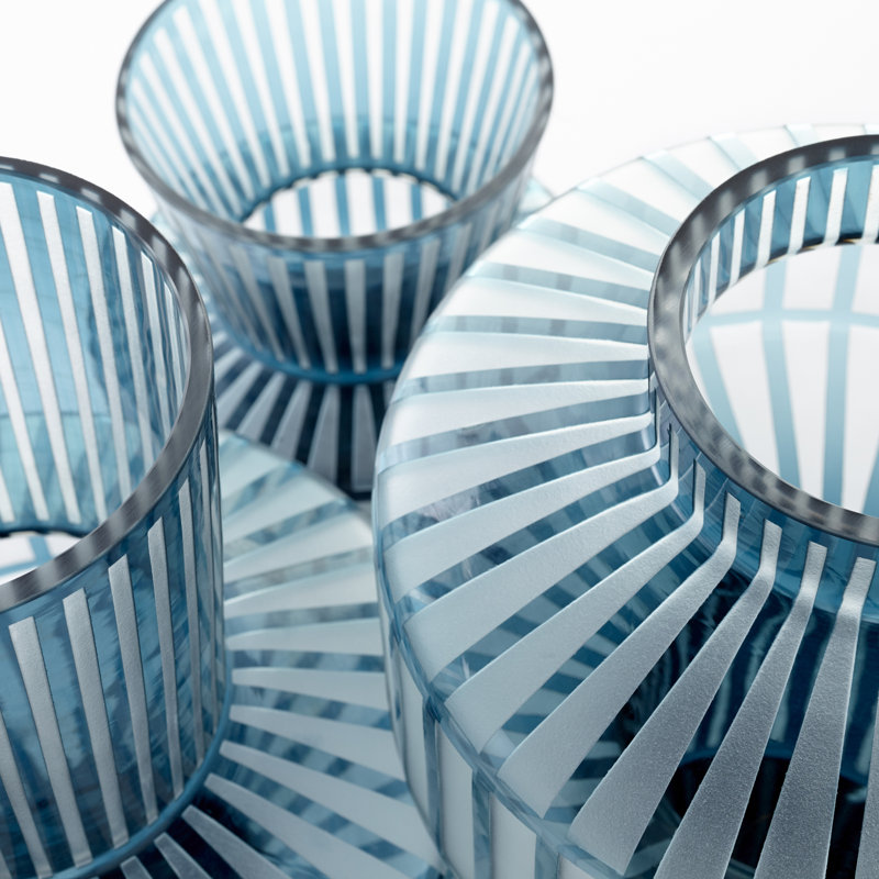 Lined Up Glass Table Vase, 11.75" H x 9.5" W x 9.5" D