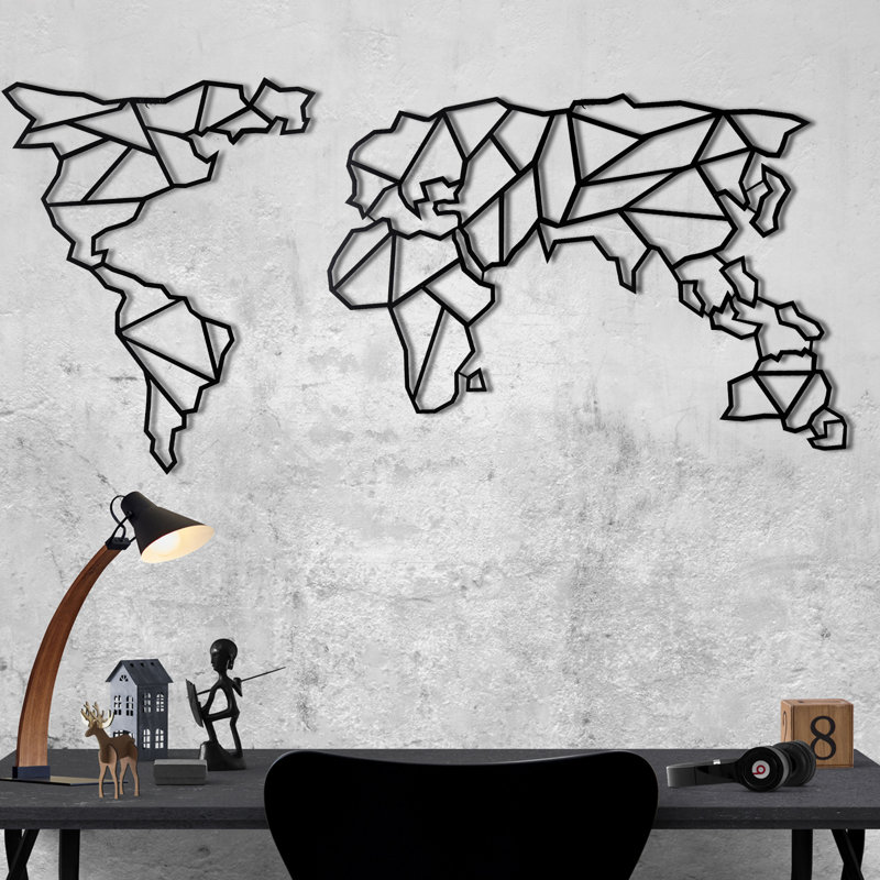 Accessoire mural décoratif en métal, finition noire, 33,5 po x 67 po | 100% métal, épaisseur: 0,08 pouce | Fixation murale facile avec pièce arrière | Décoration élégante pour le salon, le bureau et plus encore