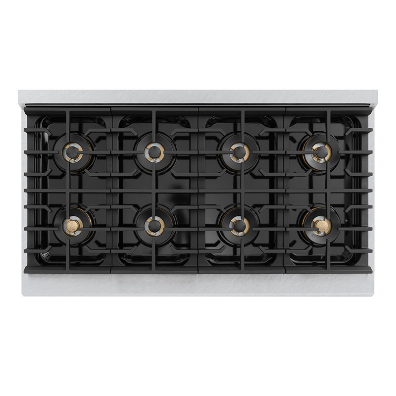 ZLINE Autograph Edition 48 in. 6.7 cu. ft. Paramount Gas Range W/ 8 Burner DuoPro Cooktop and Dual Ovens in Satin Stainless Steel and Matte Black Accents