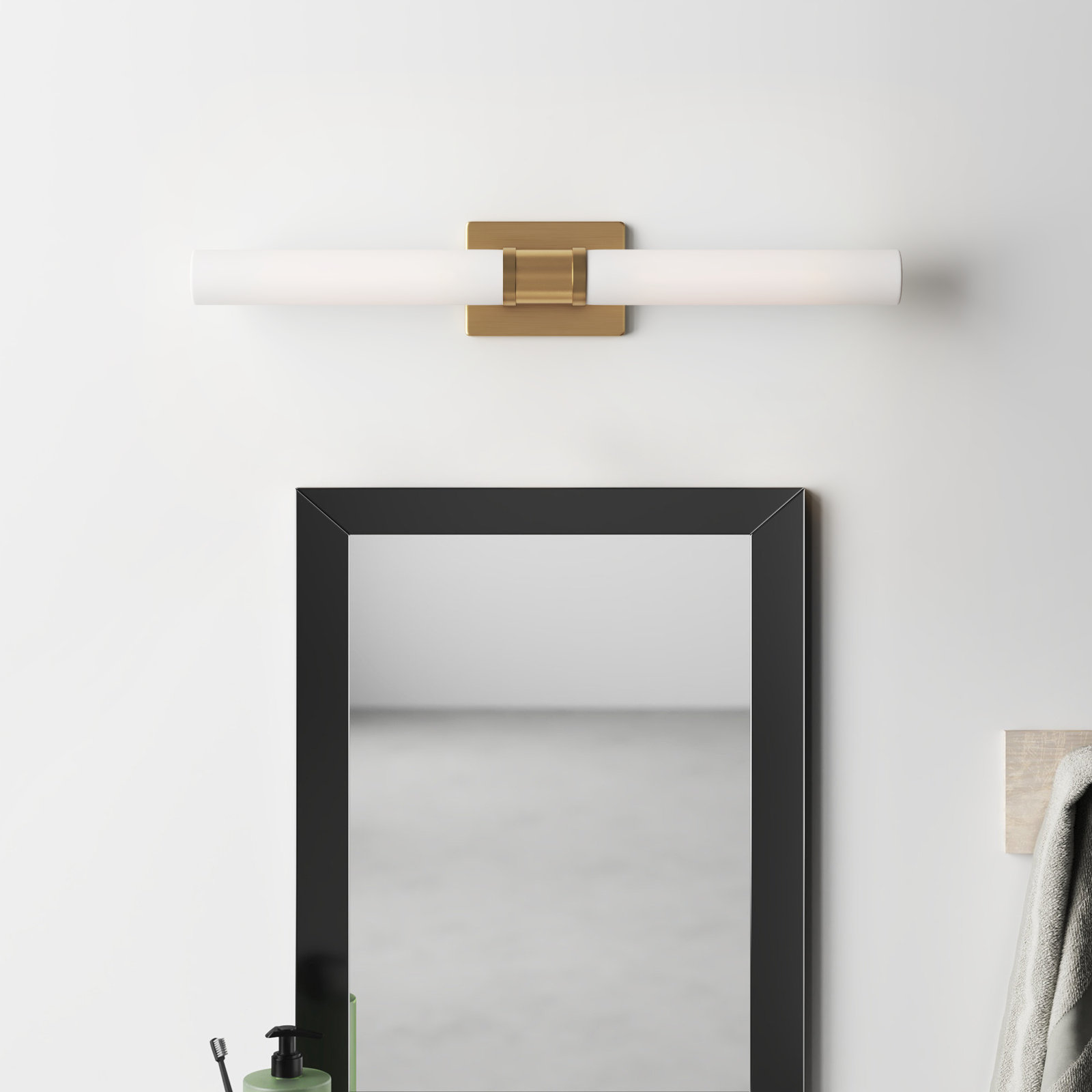 Evelien 2-Light Dimmable Metal Vanity Light, Satin Brass, 60 W, 30" H x 5" W x 3.63" D