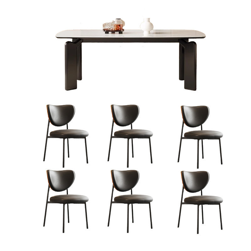 Simple rock board dining table and chair set, 29.52"H x 55.11"L x 31.49"W