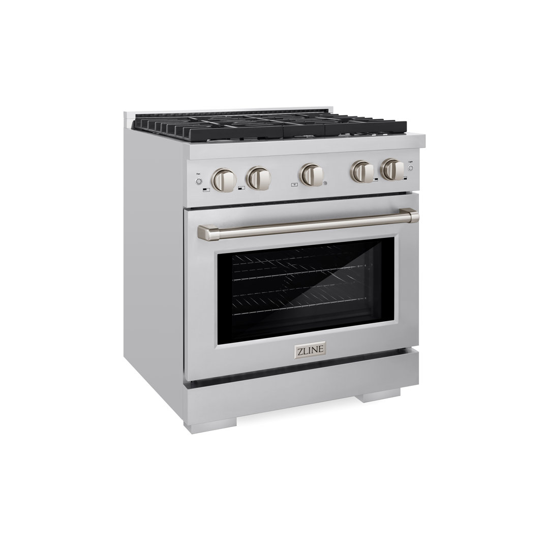 ZLINE 30 in. 4.2 cu. ft. Paramount Gas Range with Convection Gas Oven in Stainless Steel with 4 Brass Burners (SGR-BR-30) ZLINE