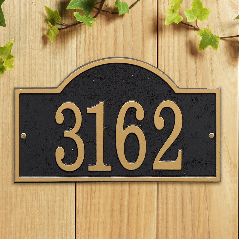 Fast and Easy 1-Line Wall Address Plaque, Black/Gold, Yes