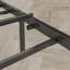 Structure de lit double avec station de charge, tête de lit tapissier et plateforme en métal gris