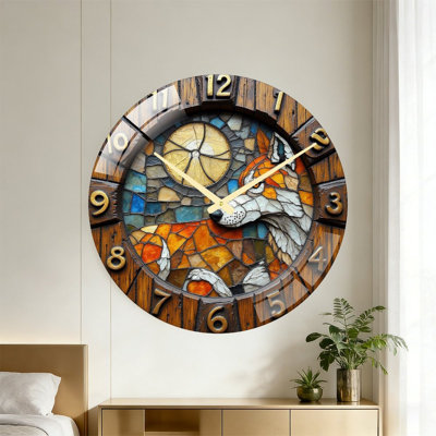 Horloge murale vitrail Coyote