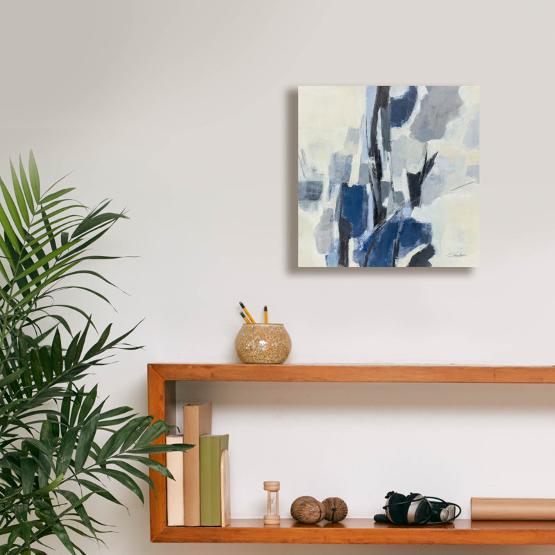 «Indigo Mosaic» par Silvia Vassileva, art mural sur toile, H 12 po x l 12 po