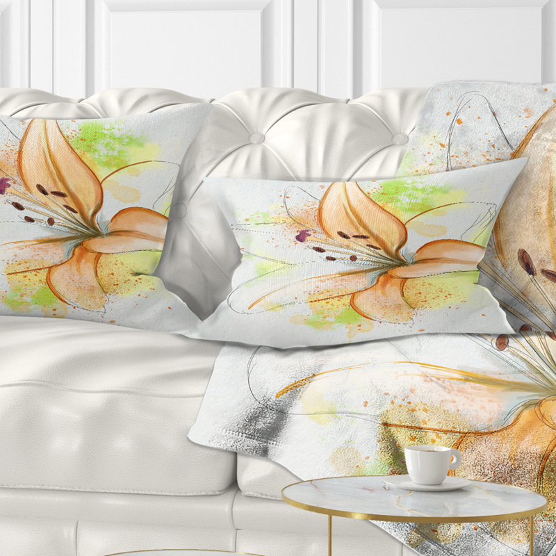 Coussin lombaire floral à fleurs avec éclaboussures
