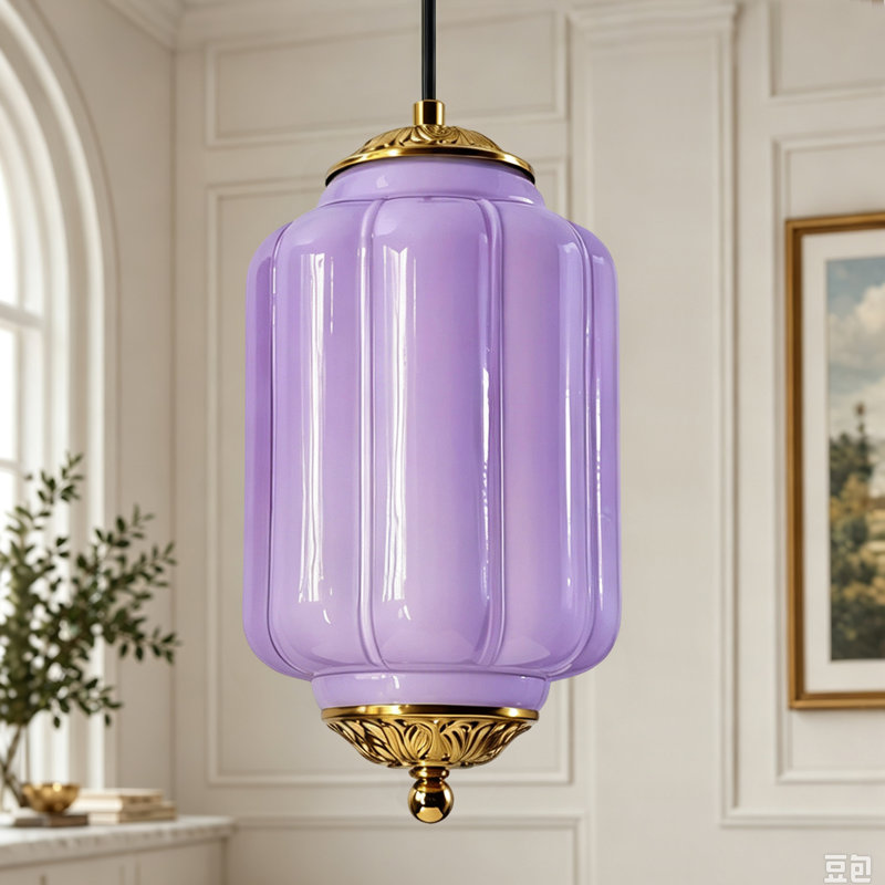 1-light Mid Century Modern Brass Pendant Light