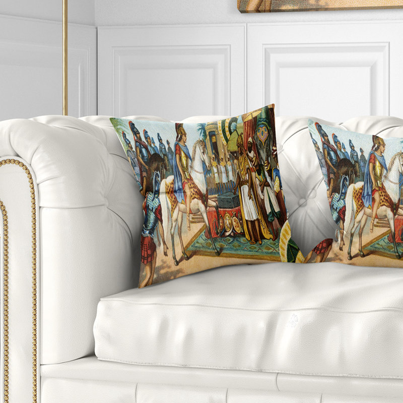Coussin d’illustration historique ancien portrait, 16 po x 1 po, Coussin décoratif