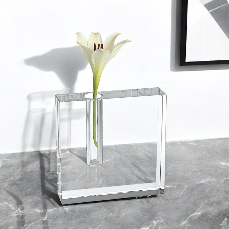 Siraj Clear Lead Free Crystal Bud Vase, 5'' H x 5'' W x 1'' D