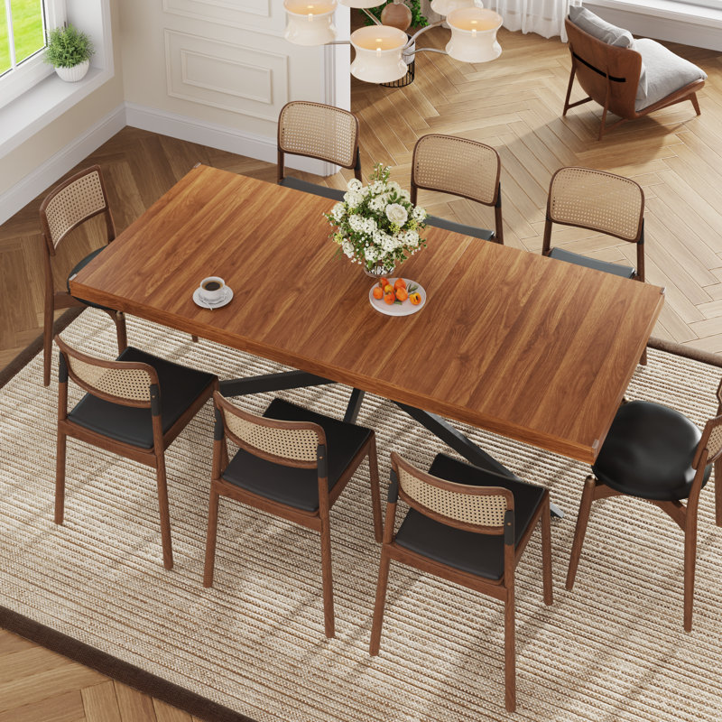 Rectangle Dining Room Table, 59.1''-78.7'' Extendable Dining Table For 6-8 Person With Hidden Storage, Brown