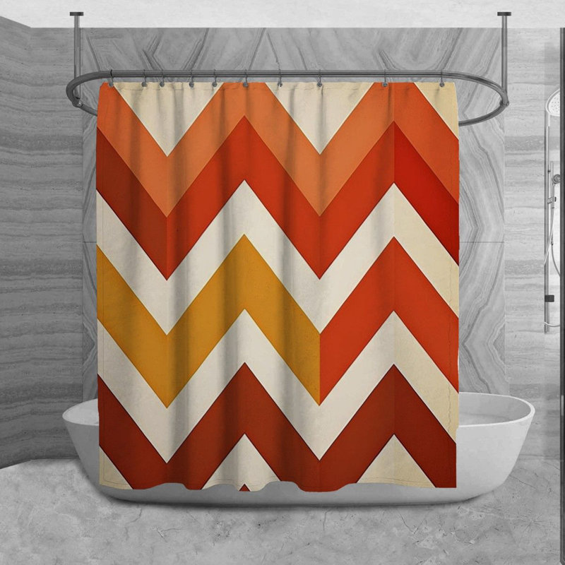 Rideau de douche Briant, H 93 po x l 70 po, Orange / Rouge