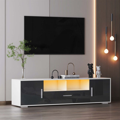 Floating TV Stand Wall Mounted with 16 Color LEDs, Large Storage, and Strong Load Capacity for Modern Living