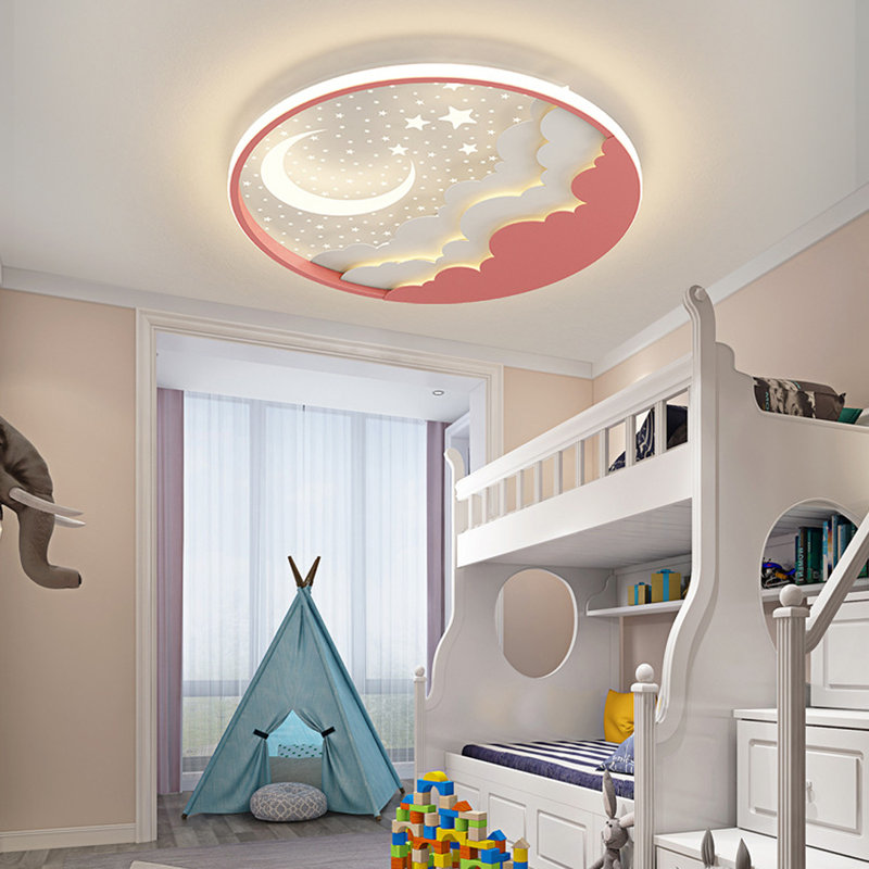 Flush-mounted LED Ceiling Light, 1 Bulb, 50 cm, Pink, 10cm H x 50cm W x 50cm D