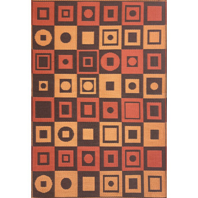 5' X 8' Squares Outdoor Mat, Ochre Brown