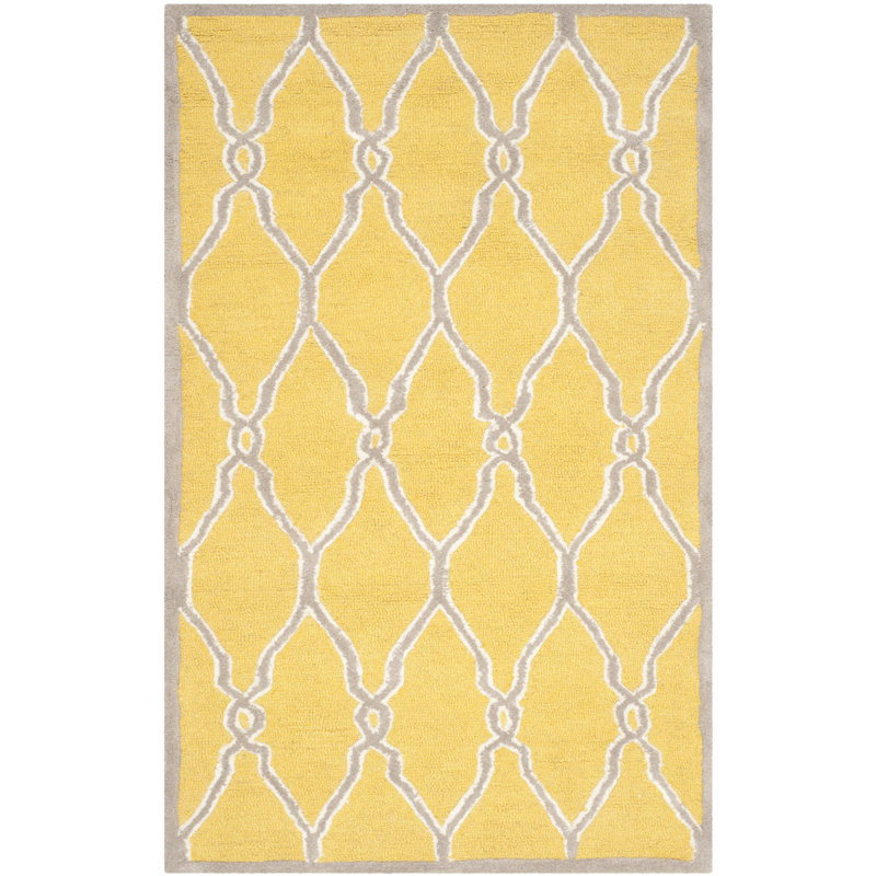 Duong Geometric Wool Hand Woven Area Rug, Rectangle 122 x 183 cm