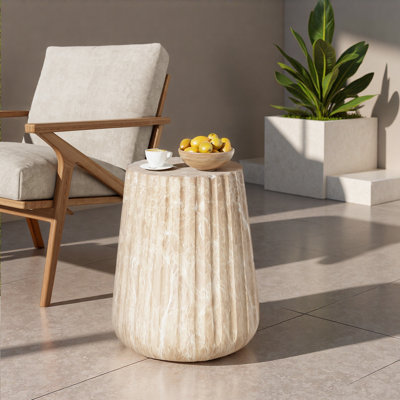 Outdoor Cleme Carved Side Table