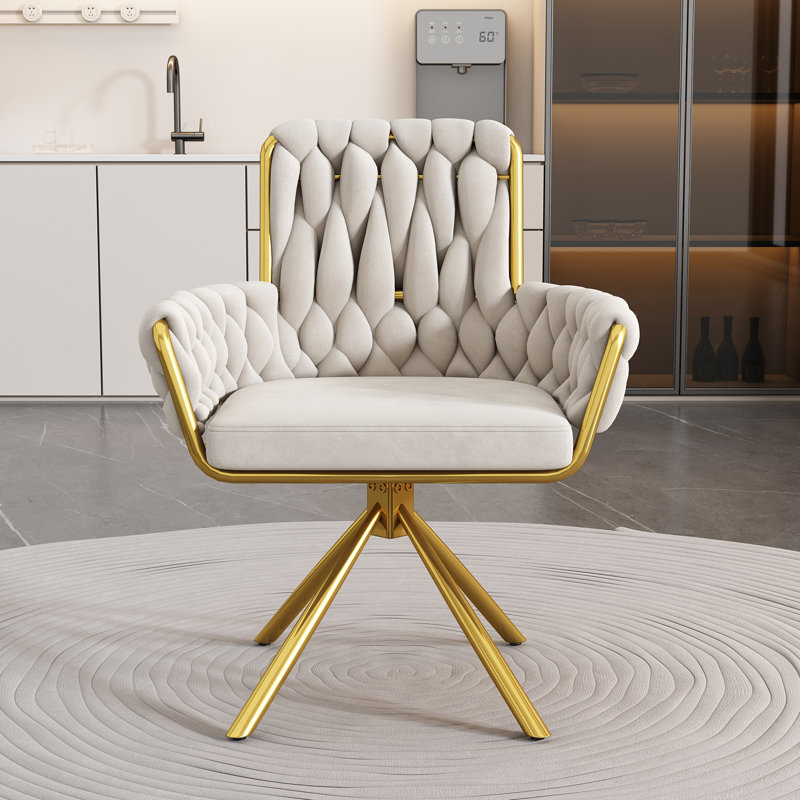 Helmville Tufted Velvet Metal Armchair (1Pcs), Beige