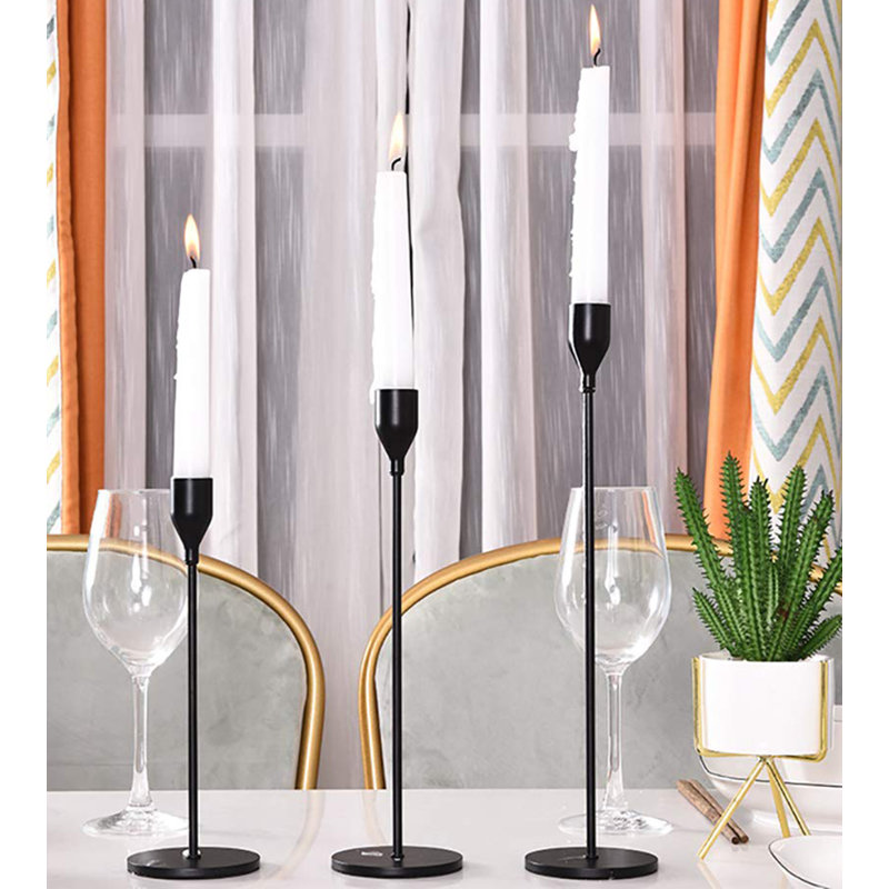 Metal Tabletop Candlestick, Matte Black