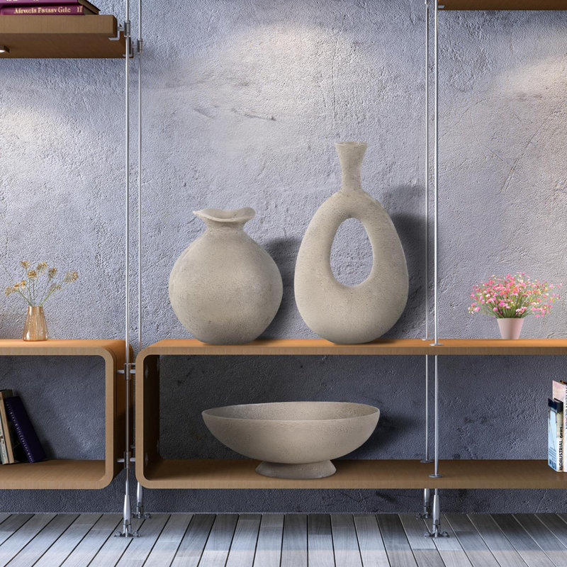 Textured Blanton Taupe Rounde Vase