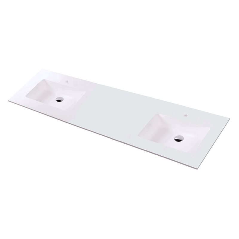 Kubitop 72'' L Bathroom Sink, Gloss White, One Centered Hole