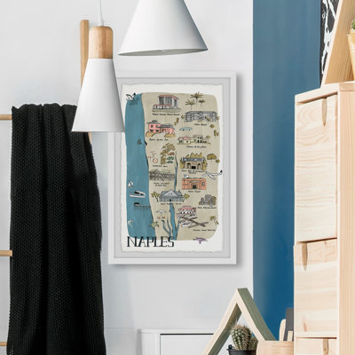 Carte illustrée de Naples, Floride - reproduction de photo encadrée sur papier