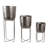 Metal Iron Planter Set With Textured Hammered Design And Modern Geometric Stands, Decorative Accent For Indoor Or Outdoor Display, Set Of 3-1084488045