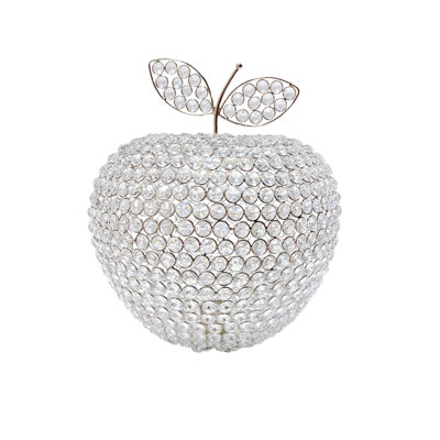 Cutright 14" Silver Faux Crystal Apple Sculpture