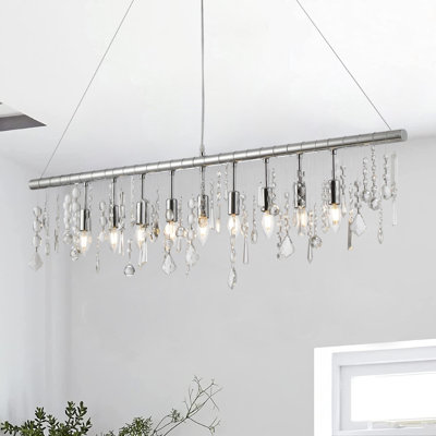 Luminaire suspendu linéaire en cristal 48 pouces pour salle à manger