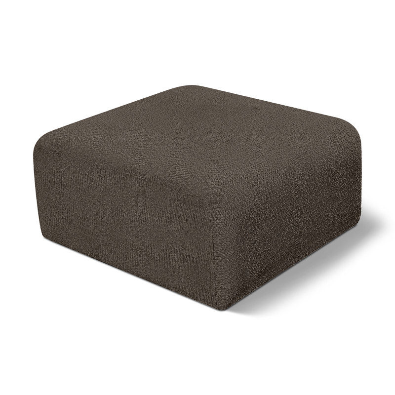 Hisanaga Upholstered Ottoman, Brown Boucle Fabric