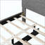 Lit plateforme tapissier avec tête de lit à motif brique et gigogne simple TG, tissu en lin-1409411797