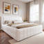 Lit plateforme tapissier avec tête de lit tapissier et pieds en métal-103848012-103848882