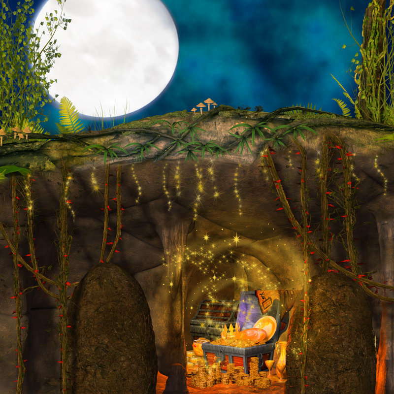 Magical Chest Of Treasure by Artecke - Wrapped Canvas Print, 30cm H x 30cm W