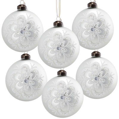 Boules de Noël en verre 3,9 po - Ensemble de 6 décorations d'arbre de Noël festives