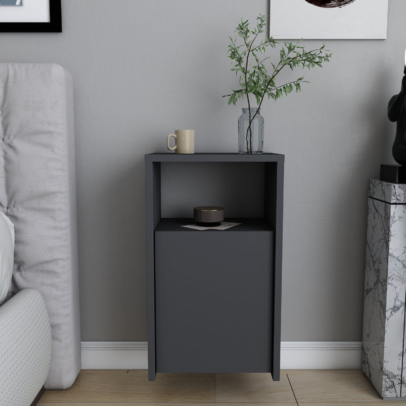 Ronassi 39.8cm W Bedside Table, Anthracite