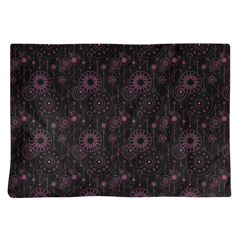 Napperon en coton 18 po astrologie, Noir / Rose