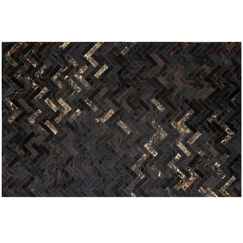 Estrella Cowhide Geometric Area Rug, Rectangle 5'3" x 6'7"