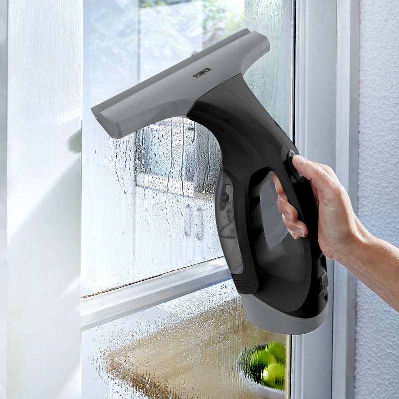 Tower T131001 Cordless Window Vac Cleaner with Rechargeable Battery, 150ml Water Tank, 20W, Cool Blue, Platinum