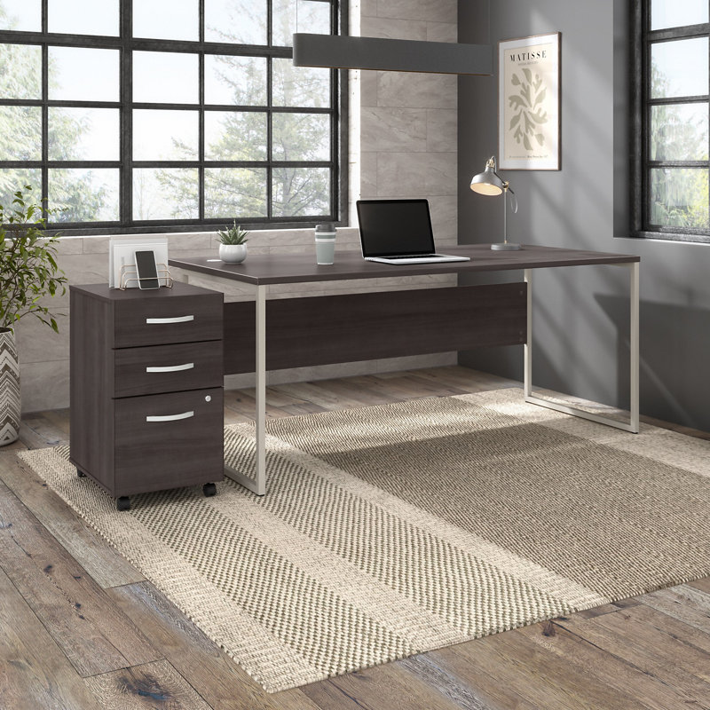 Hybrid Desk, 29.91" H x 71.02" W x 35.43" D, Light Brown