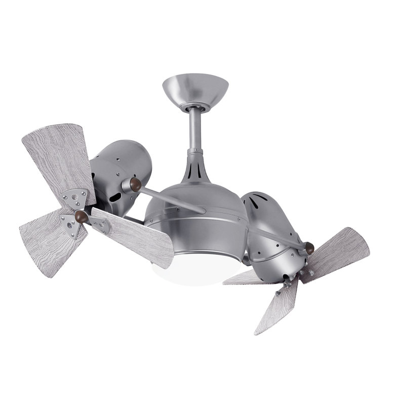 41" Dagny 6 - Blade LED Dual Ceiling Fan with Remote Control and Light Kit Included, Brushed Nickel, Barn Wood Tone