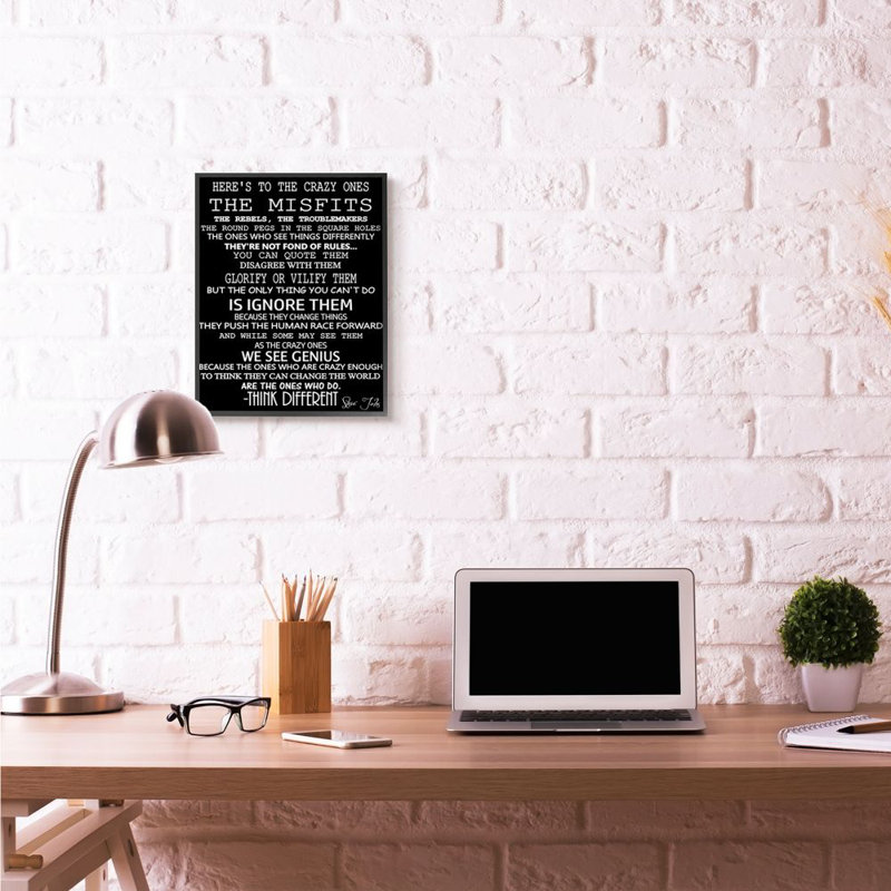 «Crazy Ones Inspirational Quote Word Design», impression sur toile, H 20 po x l 16 po, Giclée encadrée noir minuit