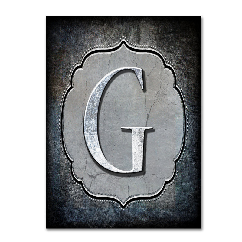 « letter g », art textuel sur toile tendue, H 24 po x l 18 po x P 2 po