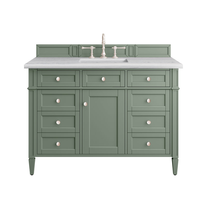 Brittany 48'' W Single Vanity, White Zeus, Smokey Celadon, 8" Widespread