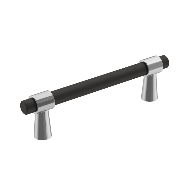 Amerock Mergence Bar Pull, 3 3/4", Polished Chrome/Matte Black
