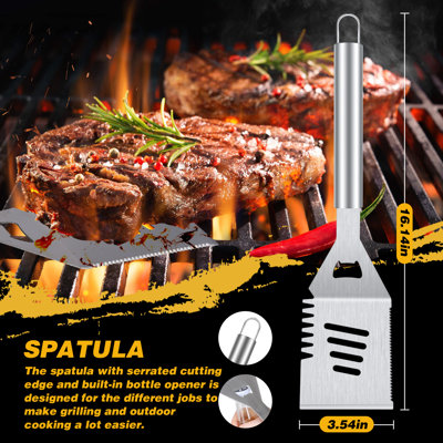 Ensemble d'outils de barbecue en acier inoxydable 4 pièces R.W.FLAME Premium